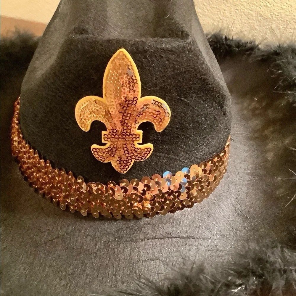 Fleur De Lis Black Felt Cowboy Hat